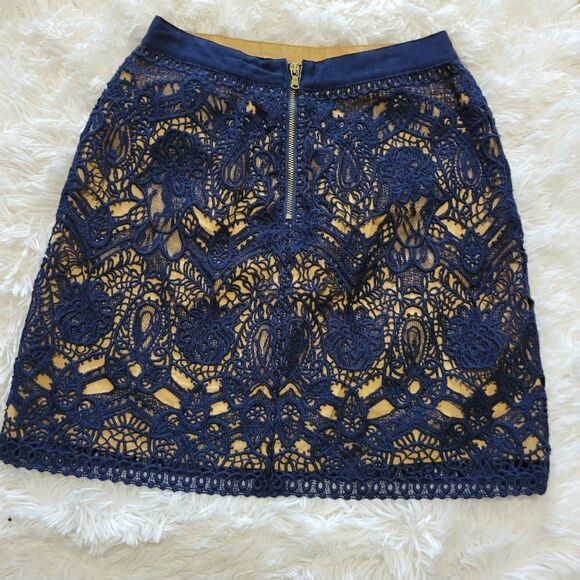 Club monaco eva lace skirt Navy Blue Sz 00 - Picture 6 of 7